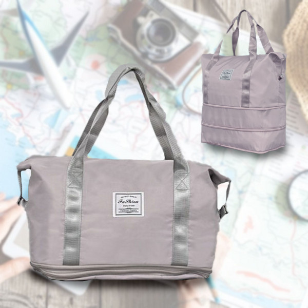 Практична сгъваема на две нива дамска чанта от текстил GREY 2643