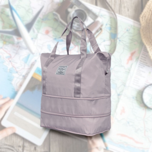 Практична сгъваема на две нива дамска чанта от текстил GREY 2643