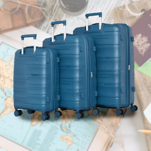 Комплект устойчиви авио куфари с шифър TRAVEL - BLUE 1909