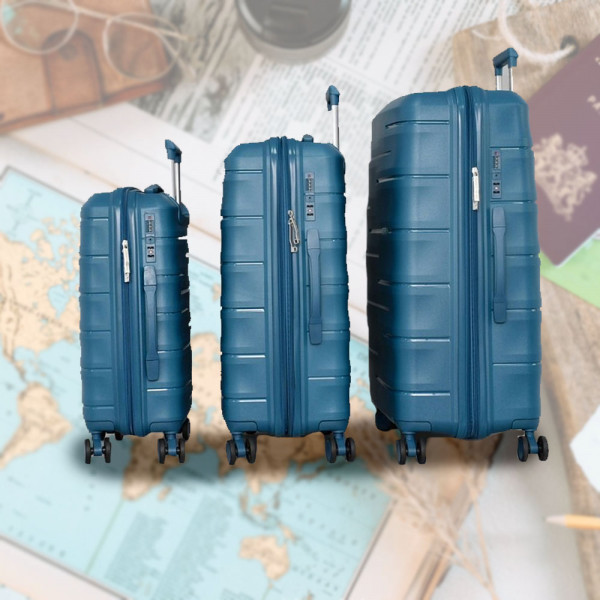 Комплект устойчиви авио куфари с шифър TRAVEL - BLUE 1909
