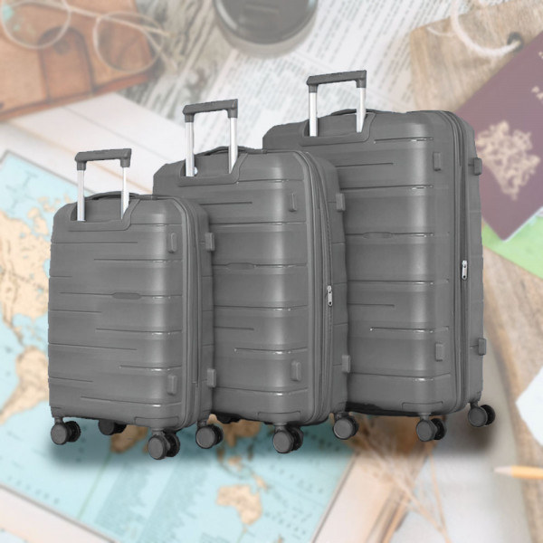 Комплект устойчиви авио куфари с шифър TRAVEL - GREY 1909