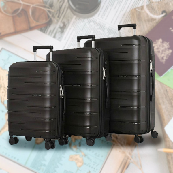 Комплект устойчиви авио куфари с шифър TRAVEL - BLACK 1909