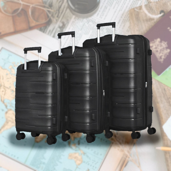 Комплект устойчиви авио куфари с шифър TRAVEL - BLACK 1909