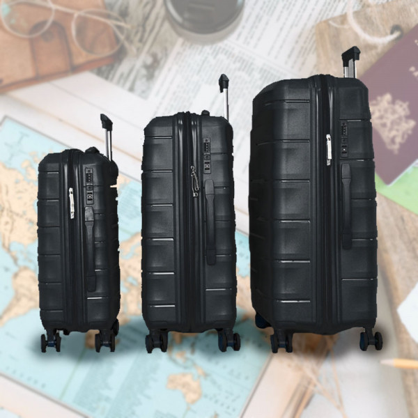 Комплект устойчиви авио куфари с шифър TRAVEL - BLACK 1909