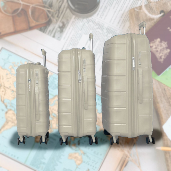 Комплект устойчиви авио куфари с шифър TRAVEL - BEIGE 1909