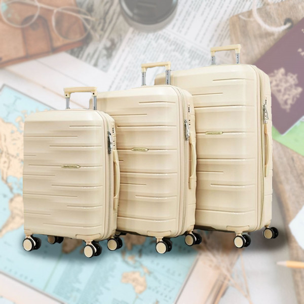Комплект устойчиви авио куфари с шифър TRAVEL - BEIGE 1909