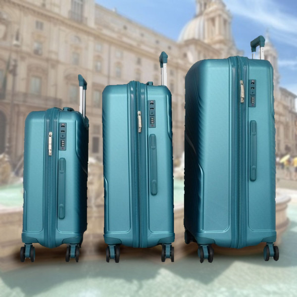 Комплект здрави и практични авио куфари с заключване с шифър AIR - BLUE 4004