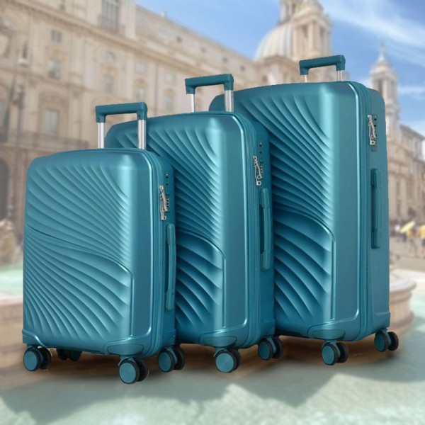 Комплект здрави и практични авио куфари с заключване с шифър AIR - BLUE 4004