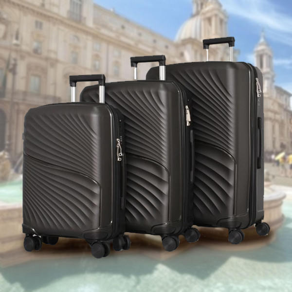 Комплект здрави и практични авио куфари с заключване с шифър AIR - BLACK 4004