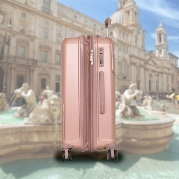 Комплект здрави и практични авио куфари с заключване с шифър AIR - ROSE GOLD 4004