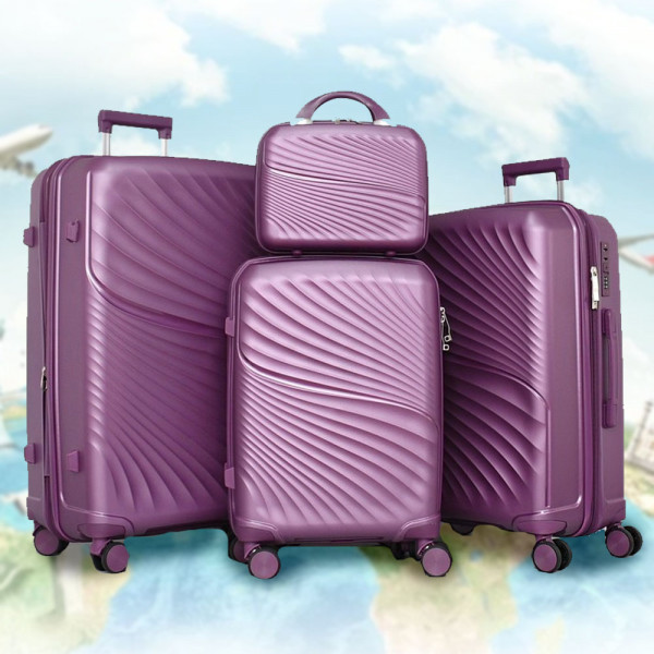 Комплект устойчиви авио куфари и надкуфарна чанта AIR - PURPLE 4004