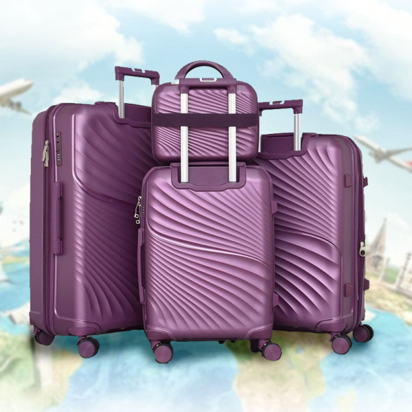 Комплект устойчиви авио куфари и надкуфарна чанта AIR - PURPLE 4004