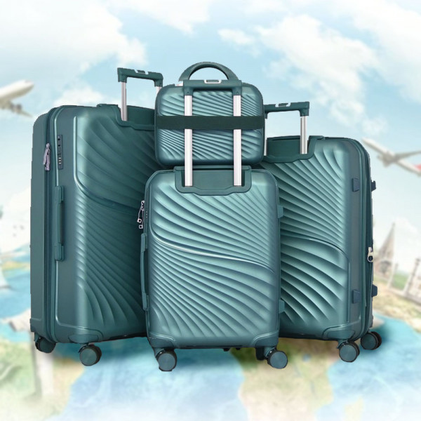 Комплект устойчиви авио куфари и надкуфарна чанта AIR - BLUE 4004