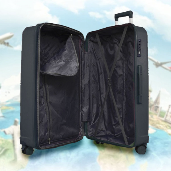 Комплект устойчиви авио куфари и надкуфарна чанта AIR - BLACK 4004