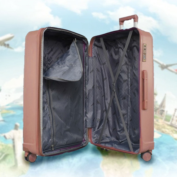 Комплект устойчиви авио куфари и надкуфарна чанта AIR - ROSE GOLD 4004