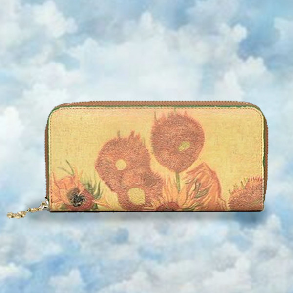 Красиво дамско портмоне от естествена кожа 22042 GOGH-FLOWERS
