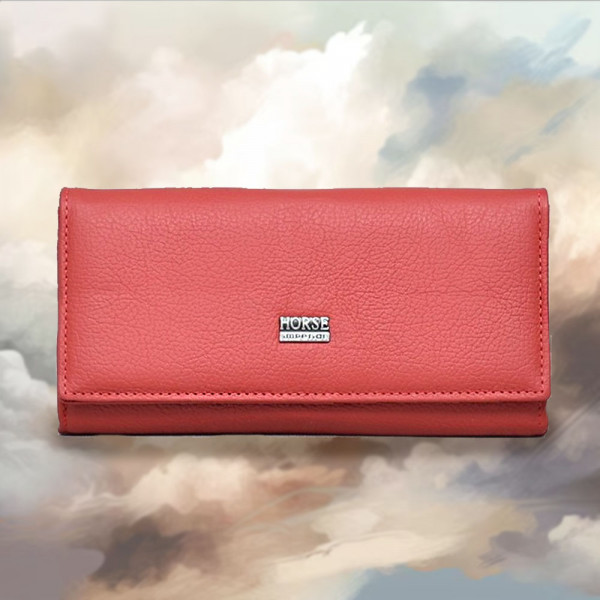 Изчистено и стилно дамско портмоне от естествена кожа 001-2 BOUJ - RED