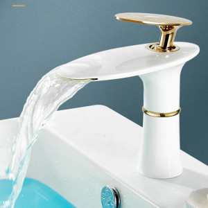 Елегантна смесителна батерия за кухня и баня, самостоящ, с меки връзки, WHITE, 2942-9