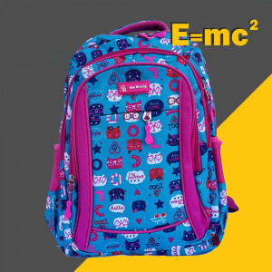 Ученическа раница "New Wining" CATS 3454 непромокаема, с много джобчета, свеж десен с цветни елементи