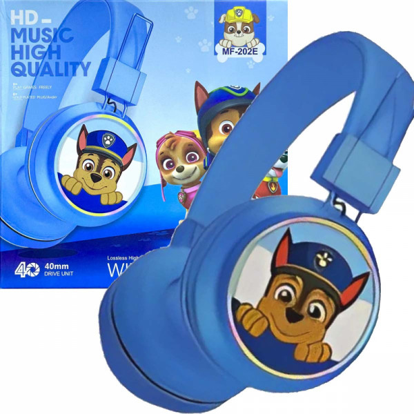 Детски безжични светещи слушалки Пес патрул Paw Patrol с Чейс - сини MF-202E, с Wireless 5.3