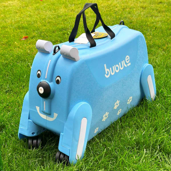 Детски куфар - количка TEDDY BLUE 6403, за каране, бутане, теглене, до 24 кг.