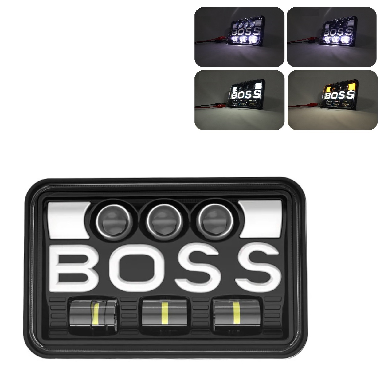 Универсалeн 5 инча ЛЕД LED фар лампа халоген 12V-24V къси/дълги с DRL дневни светлини мигач бяло-жълто за АТВ джип камион трактор и др.