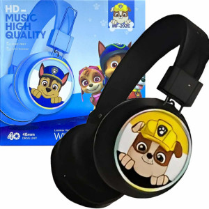 Детски безжични светещи слушалки Пес патрул Paw Patrol с Ръбъл - черни...