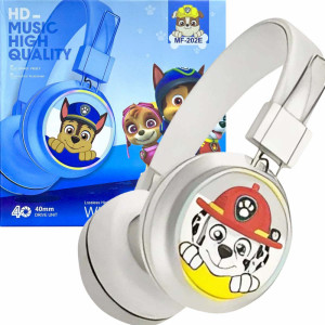 Детски безжични светещи слушалки Пес патрул Paw Patrol с Маршал - бели...