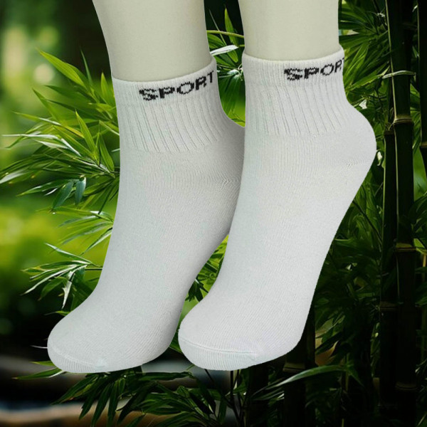 5 чифта дамски бамбукови чорапи LNFT PREMIUM, SPORT, №38-41, бели