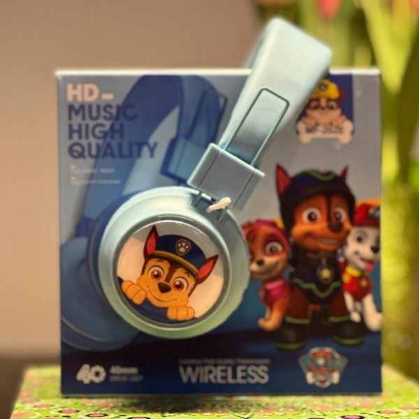 Детски безжични светещи слушалки Пес патрул Paw Patrol с Чейс - сини MF-202E, с Wireless 5.3