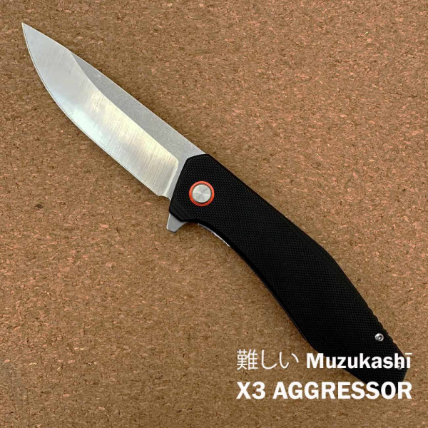 Японски полуавтоматичен сгъваем нож MUZUKASHI X9 TRAPPER, стомана D2, линейно заключване, кутия