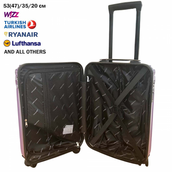 Куфар за ръчен багаж PILOT 737 PINK, 53/35/20 PVC, с 4 свалящи се колела  47/35/20, тегло 2.1 кг.