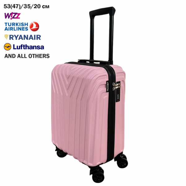 Куфар за ръчен багаж PILOT 737 PINK, 53/35/20 PVC, с 4 свалящи се колела  47/35/20, тегло 2.1 кг.