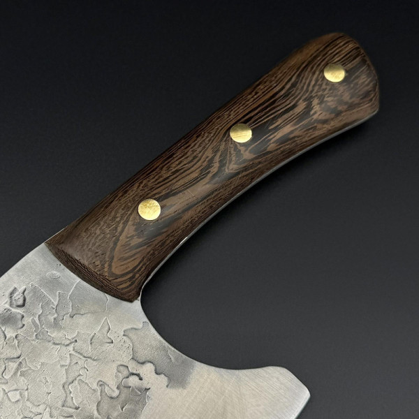Японски ръчно изработен кухненски нож - сатър  BLACKSMITH 039, 353 гр, кована стомана 5CR15 Mov, фултанг