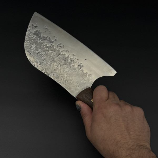 Японски ръчно изработен кухненски нож - сатър  BLACKSMITH 039, 353 гр, кована стомана 5CR15 Mov, фултанг