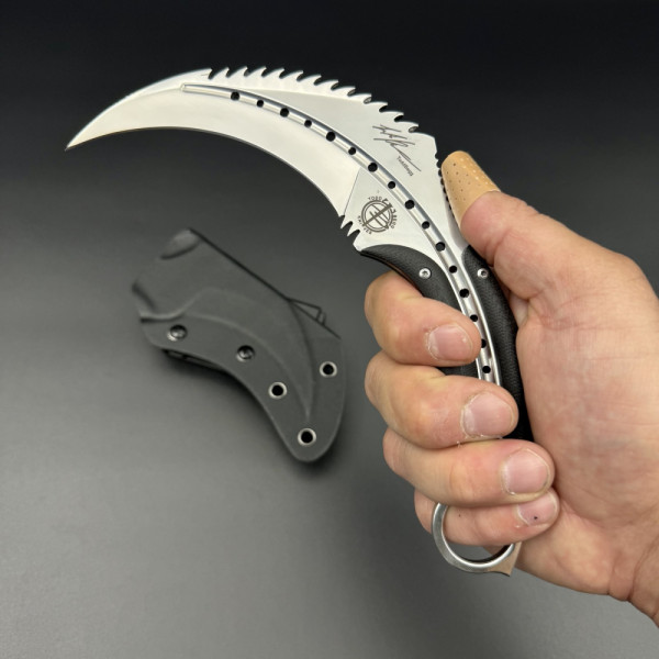 Ръчно изработен дизайнерски карамбит на Тод Бег Todd Begg Tiger Karambit с кания KYDEX