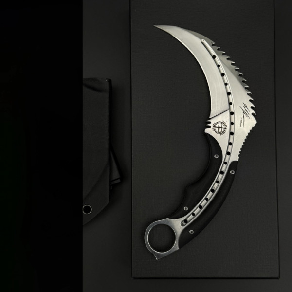 Ръчно изработен дизайнерски карамбит на Тод Бег Todd Begg Tiger Karambit с кания KYDEX