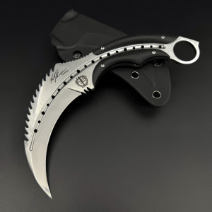 Ръчно изработен дизайнерски карамбит на Тод Бег Todd Begg Tiger Karambit с кания KYDEX