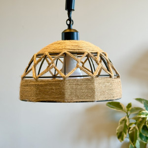 Винтидж полилей - пендел De LUX 245, стомана и коноп, E27