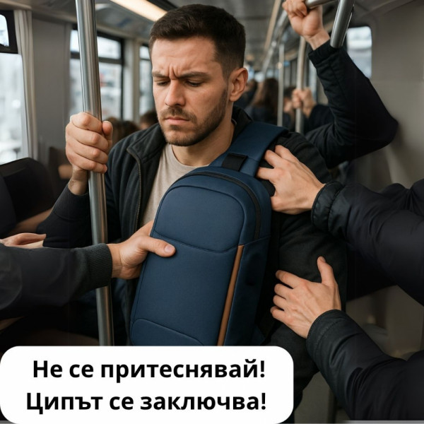 Компактна смарт раница за града  FASHION SMART BLUE 747 - водоустойчива и противоударна, зарежда и телефона! И се заключва!