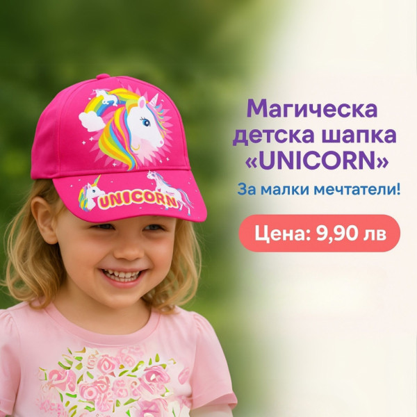 🦄 Магическа детска шапка "UNICORN" – За малки мечтатели! 🌈 Подходяща за деца от 3 до 8 години