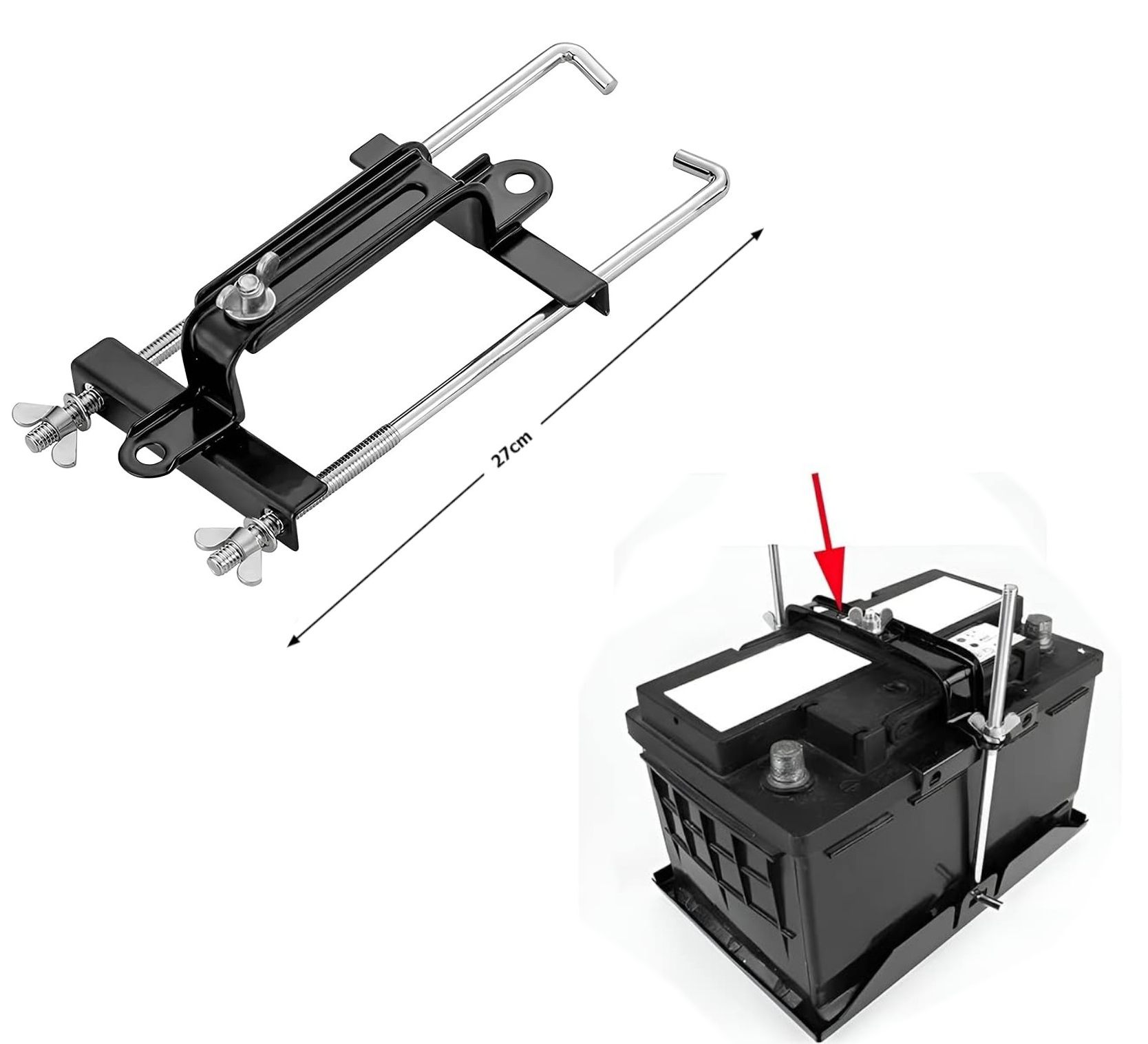 Универсална скоба за закрепване на акумулатор -27 см, метална