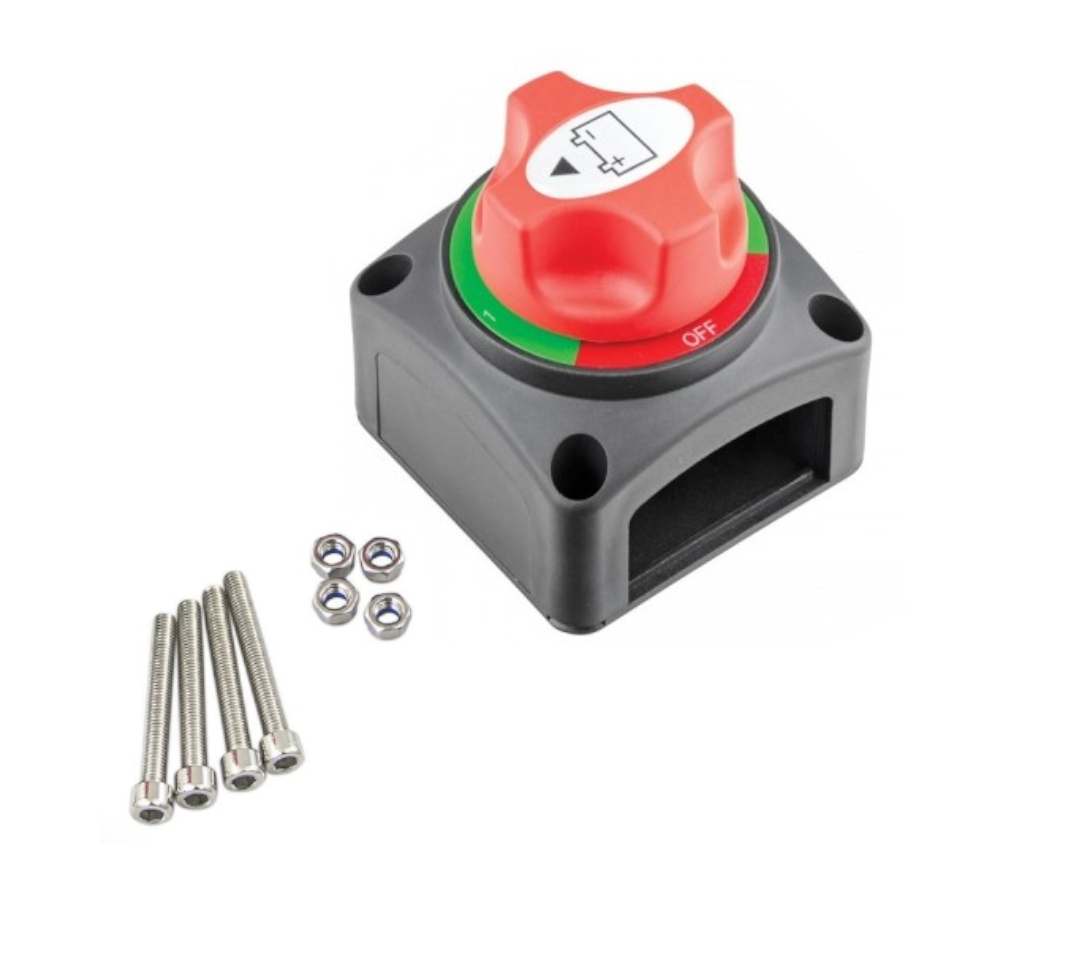 Ключ маса превключвател прекъсвач изолатор на акумулатор – въртящ се с 3 позиции, 12–24V, 200A, черен/червен