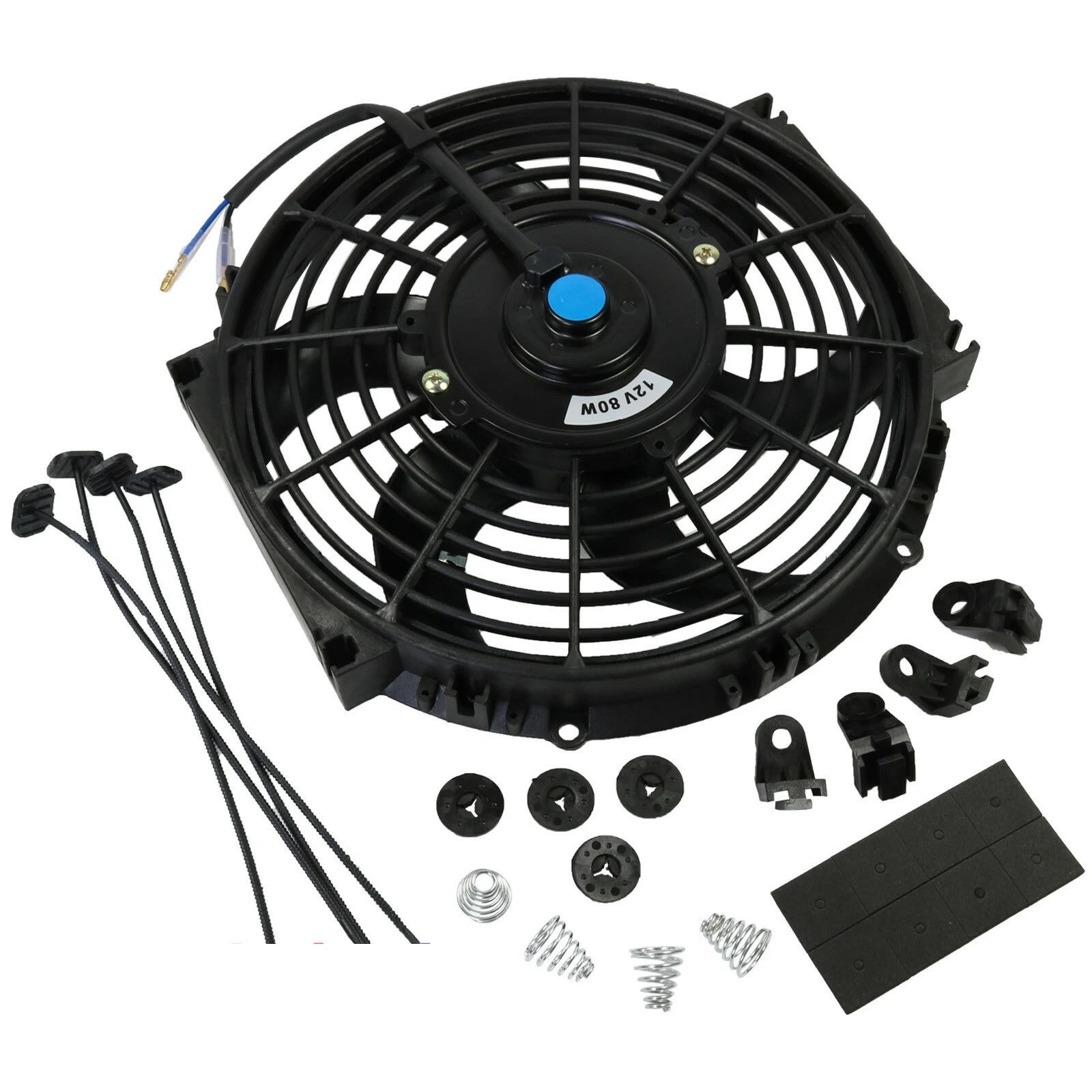 Универсален електрически вентилатор за радиатор – 10 инча ( 25см), 12V, 80W, ABS и стомана, безшумен