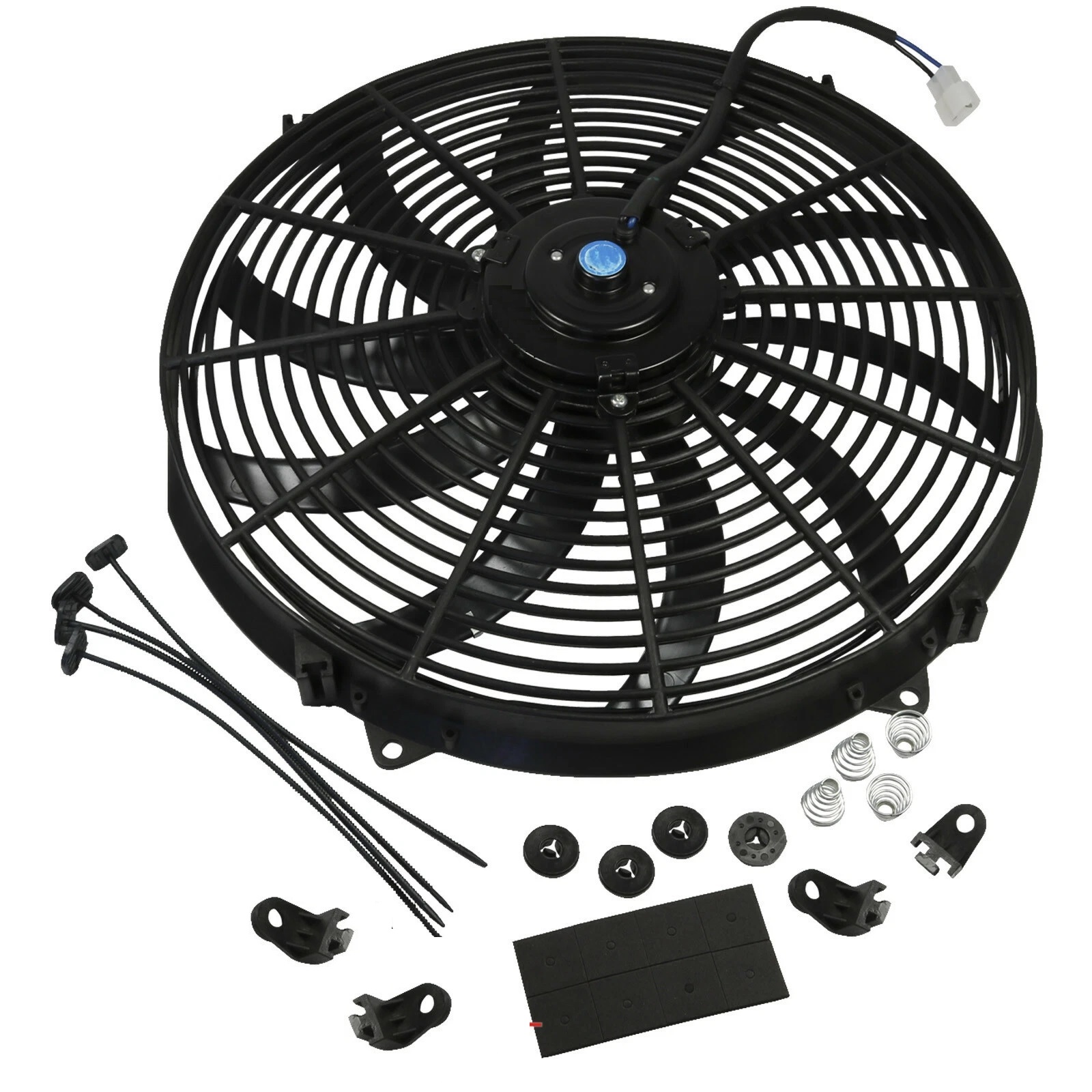 Универсален електрически вентилатор за радиатор – 16 инча(41см), 12V, 160W, ABS и стомана, безшумен