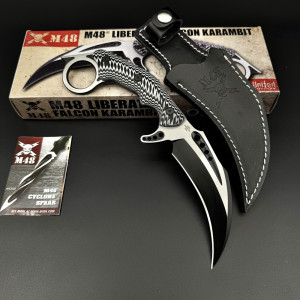 Агресивен нож Liberator Falcon Karambit M48, с кожена кания - ТОП МОДЕЛ