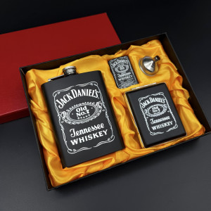 Подаръчен комплект Jack Daniel's №7 Old - манерка, табакера, запалка, фуния, #15-9-F