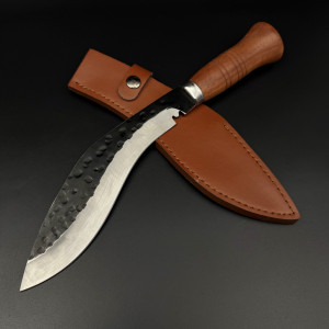 Голям кукри нож M-KUKRI, стомана 3CR13, дървена дръжка, кожена кания