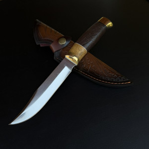 Немски ловен нож Der HUNT The BEAR, 5Cr13Mov, дървена дръжка, кожена кания