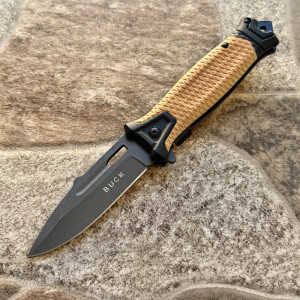 Масивен сгъваем нож BUCK FISH Beige, полуавтоматичен, стомана 7Cr, дръжка G10, BUCK BOX